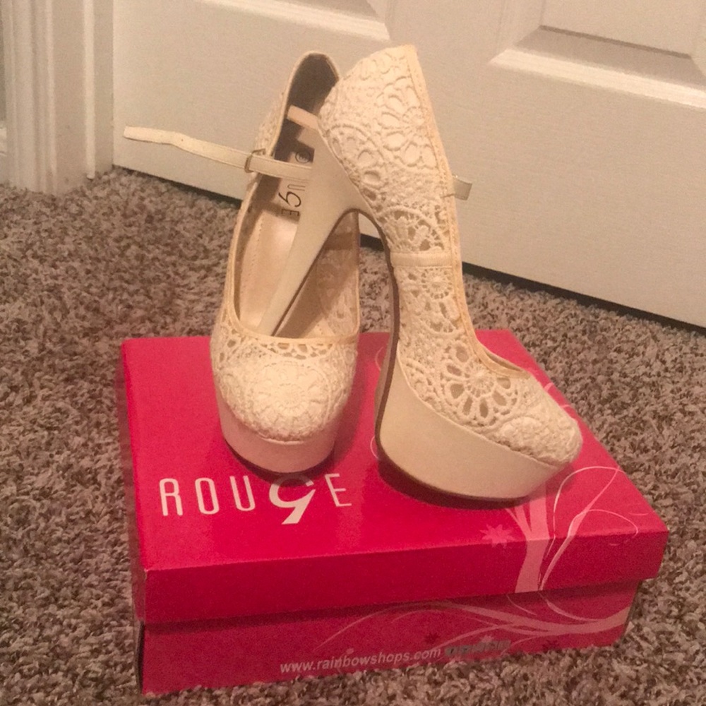 Cream lace heels